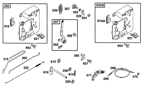 Controls Diagram and Parts List for 255707-0124-XX  Briggs and Stratton Engine